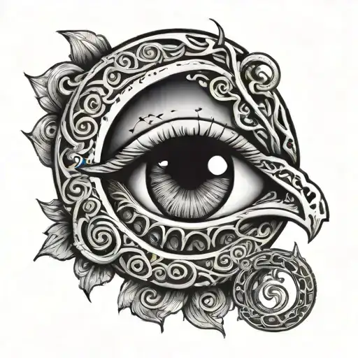 Crescent Moon And Serpents Eye Inside