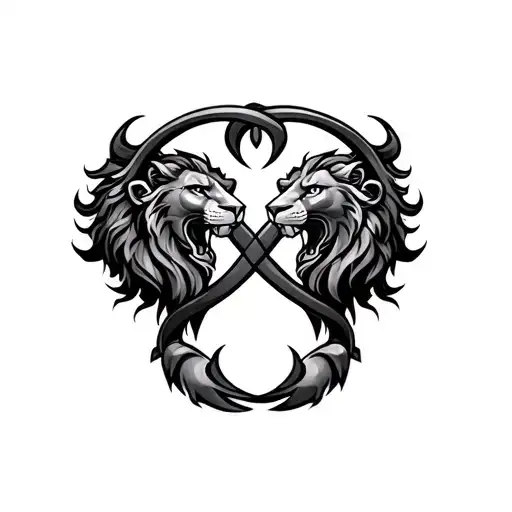 Infinity Symbol With Scorpian And Lion