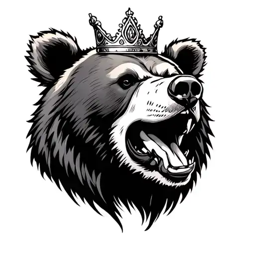 Bear Head Mouth Open Crown Front Facing
