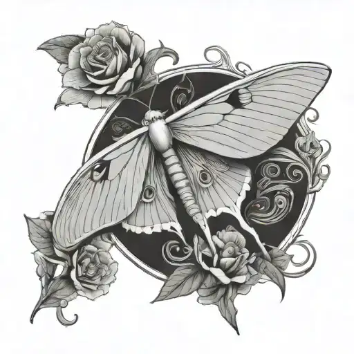 Luna Moth With Switch Blade Behind