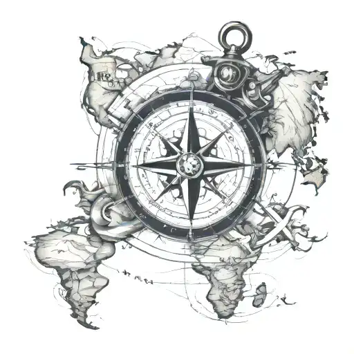 Compass Anchor World Map