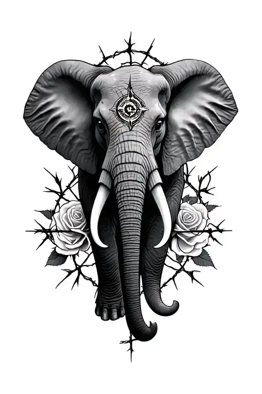 Elefant Rose Compass Barbed Wire