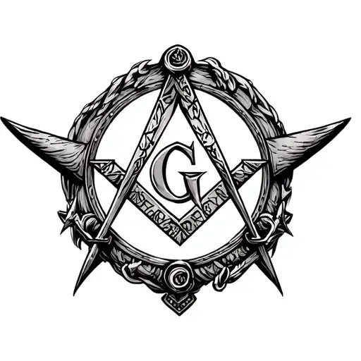 Viking Sign Incorporated With Freemason Square And Compass