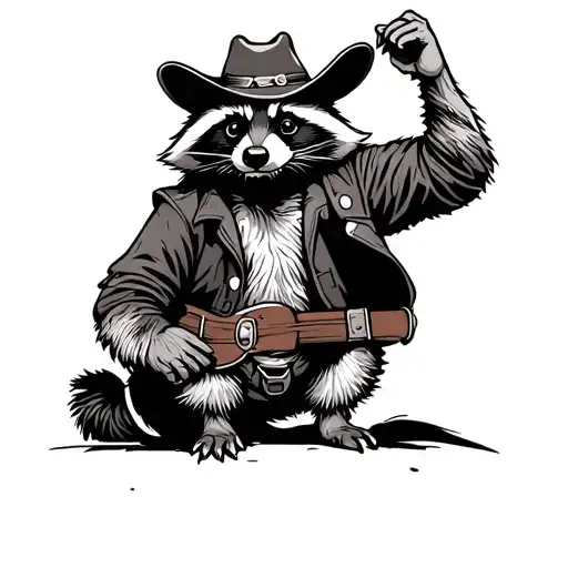 Full Body Racoon Dressed As A Cowboy