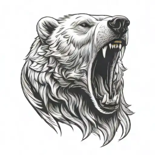 Polar Bear Head Roaring Fiercely