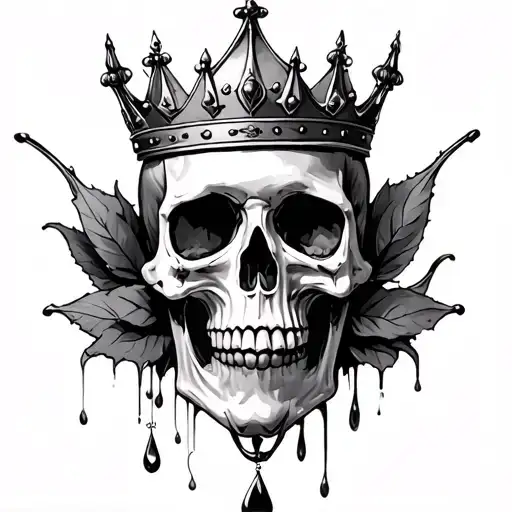 Skull In A Crown With A Teardrop