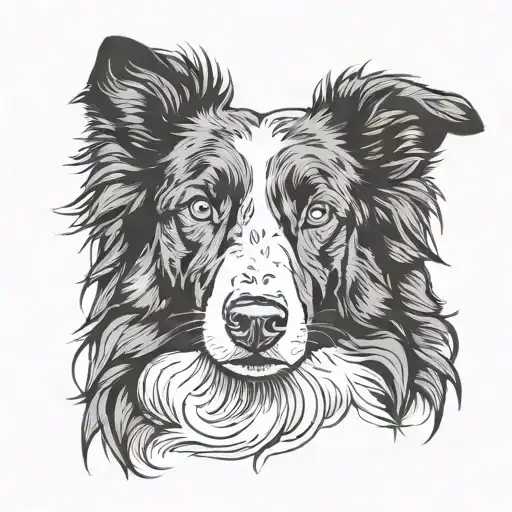 Border Collie Head Silhouette Portrait