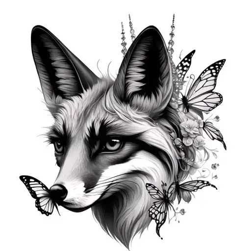 Fox Head Unicorns And Fairies Butterflys