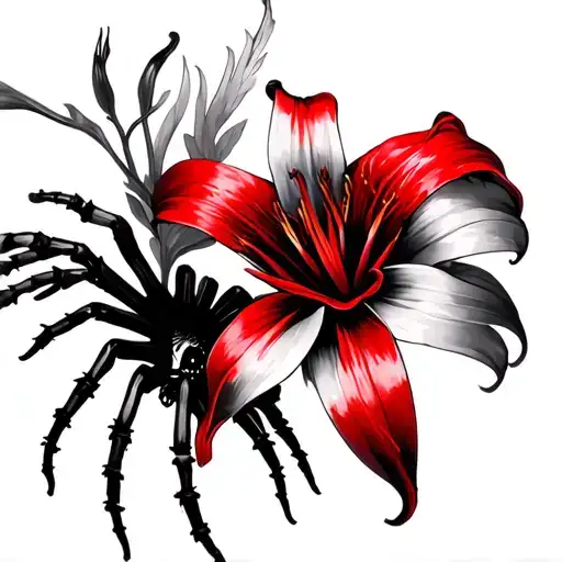Cyberlisim Wing And Spine And Red Spider Lily Flower