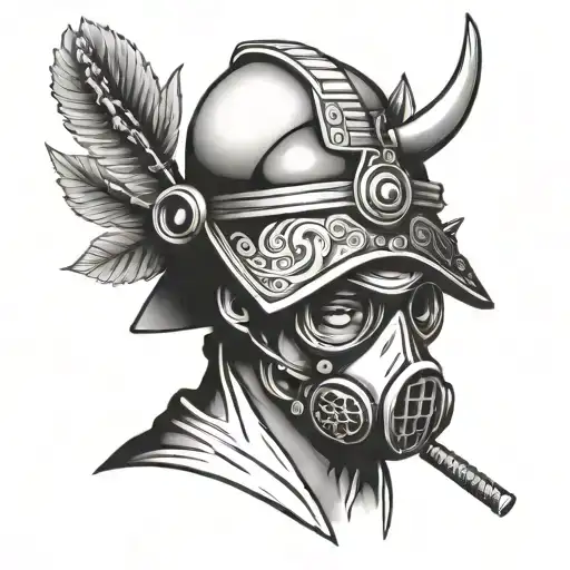 Samurai Hat And Gas Mask