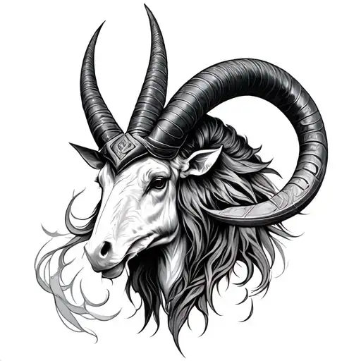 Cool Capricorn Tattoo Design Combining Norse Mythology