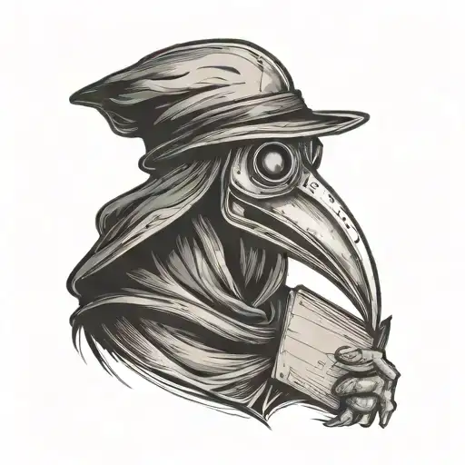Plague Doctor Head Profile Holding A Book