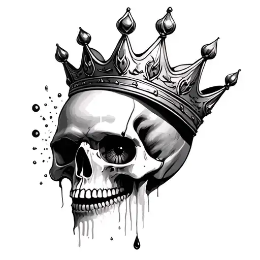 Skull With A Crown And Tear Drop Under One Eye