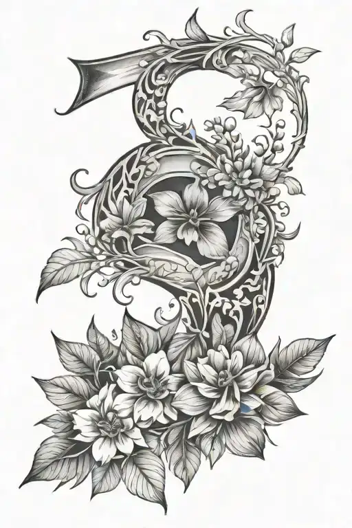 Number 33 With Nature Elements