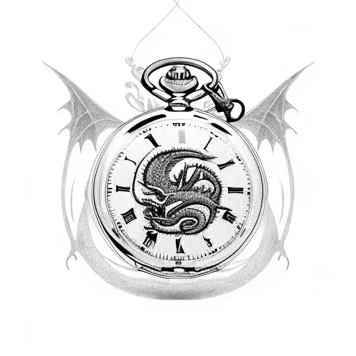 An Old Fashioned Pocket Watch With A Dragon