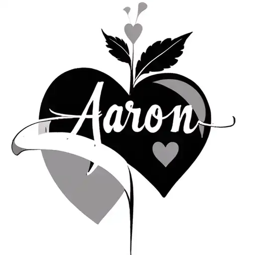 Line Tattoo With The Name Aaron And A Heart