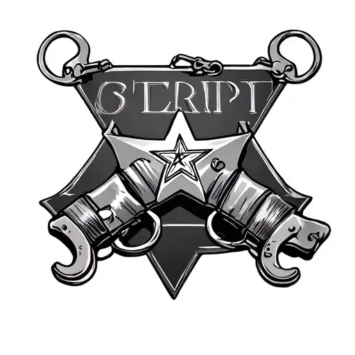 Handcuffs With Deputy Sheriff Star In Each Wrist Hole