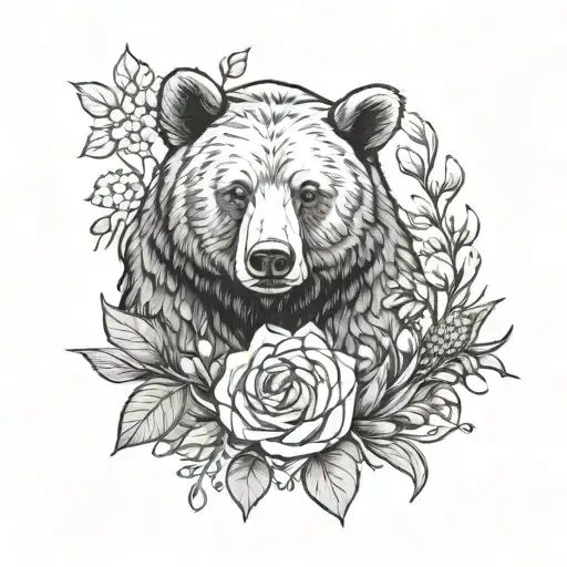 June Birth Flower & July Birth Flower Mother Bear