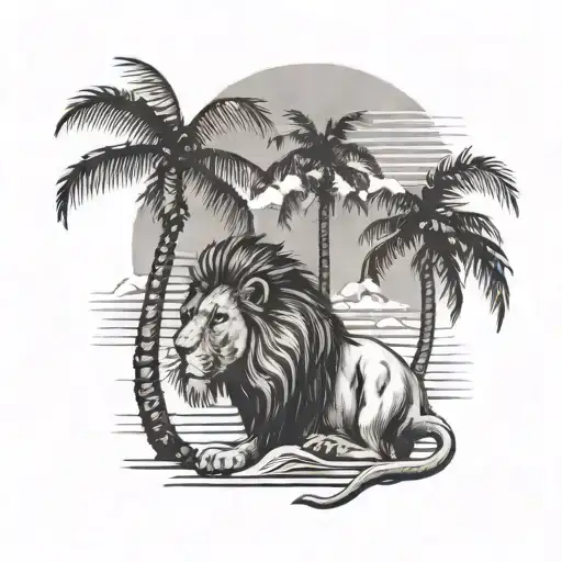 Beach Lion Palm Tree
