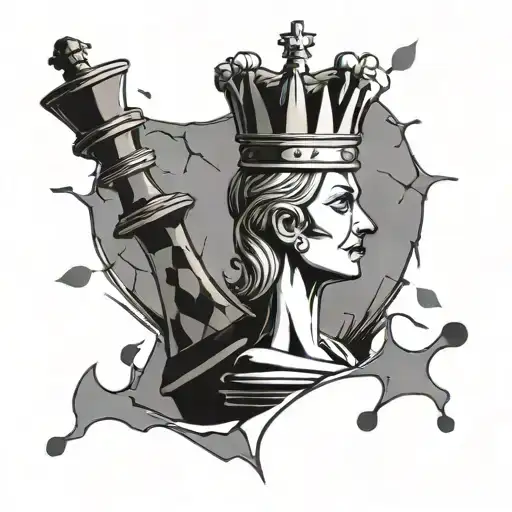 Cracked Queen Chess Piece