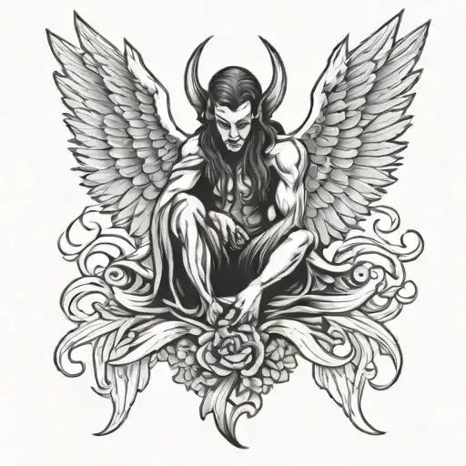 Devil Angel Under Wings Perfect