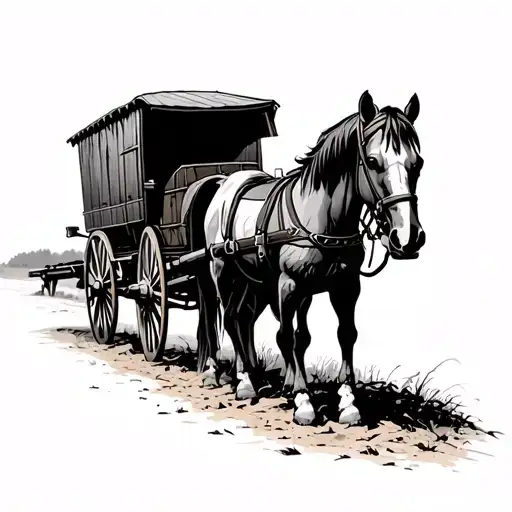 Western Wagon Pulled By Horses