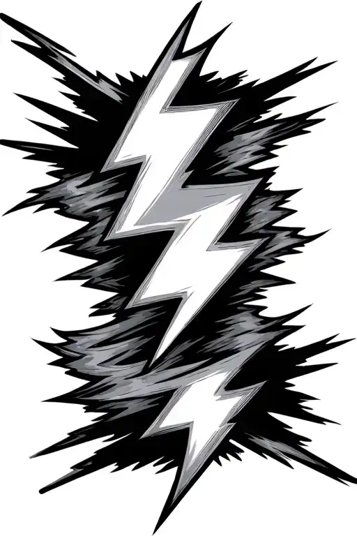 Lightning Bolts In Thin Line Tattoo Design