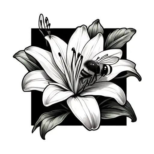 Bee Resting On A Lilly Flower