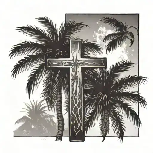 Palm Tree With Bible Verse With Cross