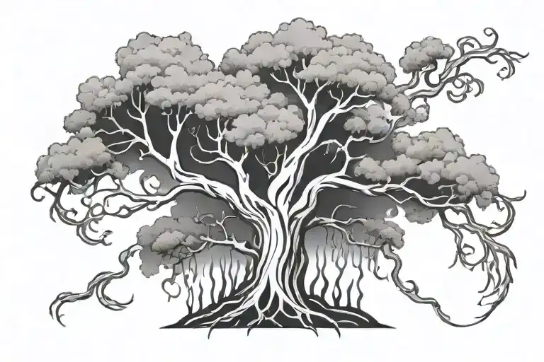 Tree And Fire Flames