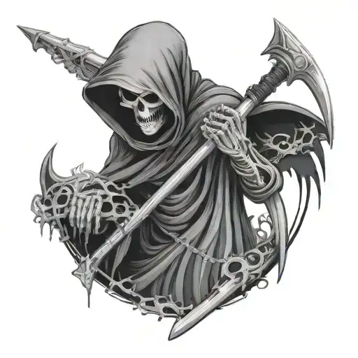 Grim Reaper With A Scythe Made Of Computer Parts