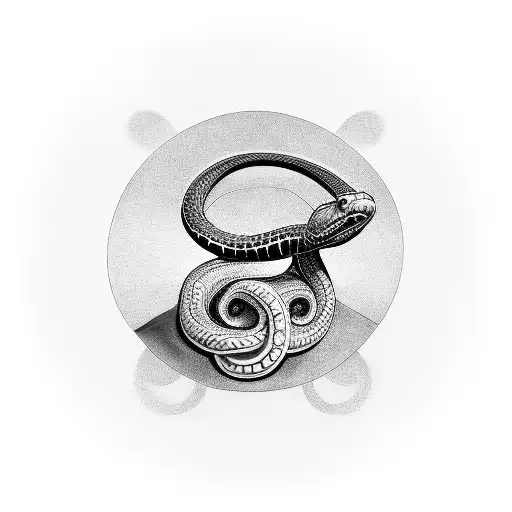 Tattoo Of A Snake Attacking A Female Hand With Rings On Acrylic Nails