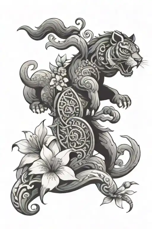 Polynesian Temple Cherry Blossom Leo Zodiac Sign Brave And Rider Or Motorcycle