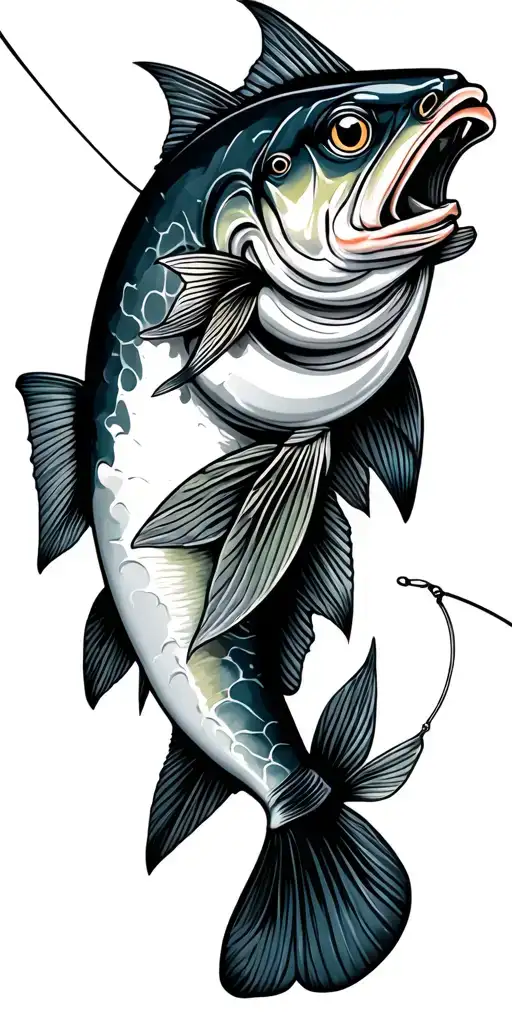 Mahi Hooked On Fishing Line