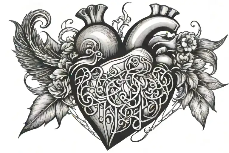 Heart Dark In The Cheast With Lines