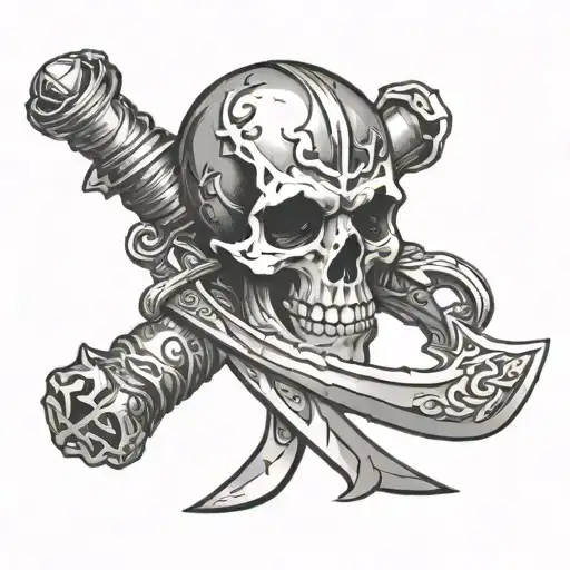 Blacksmith Forge Sword Skull Iron