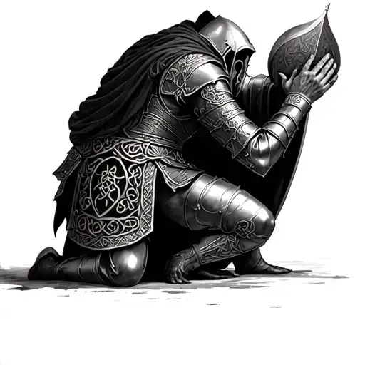 Templar Knight Kneeling Praying Celtic Armor