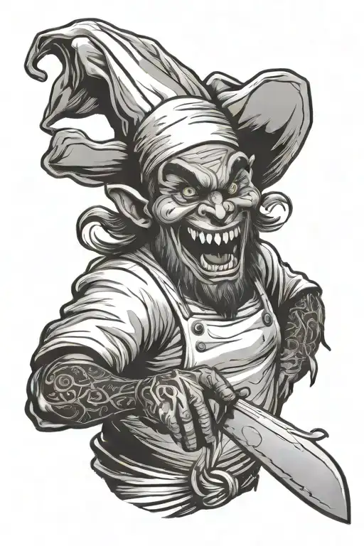 Demonic Chef With Knife Cutting