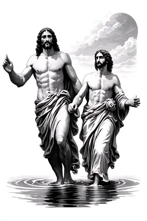 Jesus And Peter Walking On Water