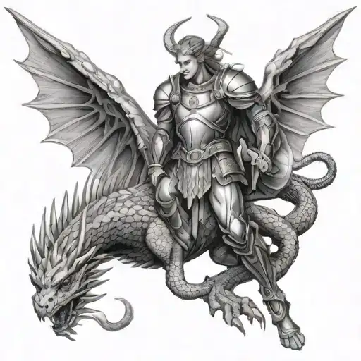 Archangel Michael Killing Dragon