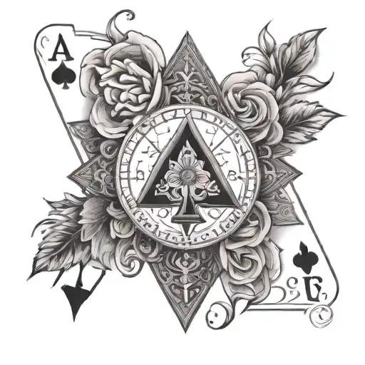 Poker Card Flower Ace Cards With Compass