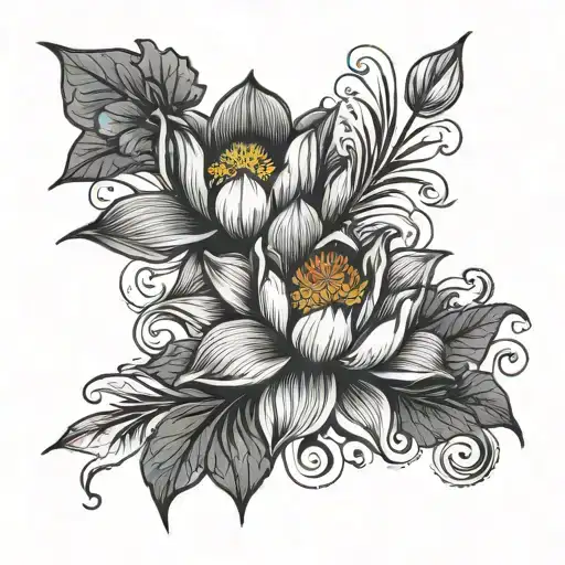 Lotus And Hibiscus Flower Masculine