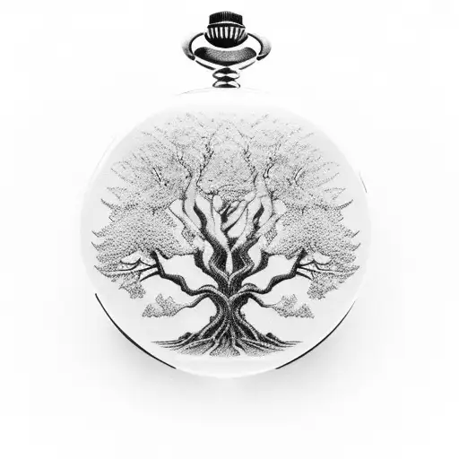Pocket Watch Sillouete Tree Branches