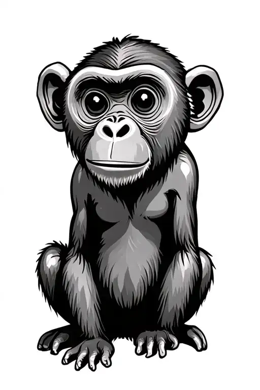 Monkey Sitting Line Drawing