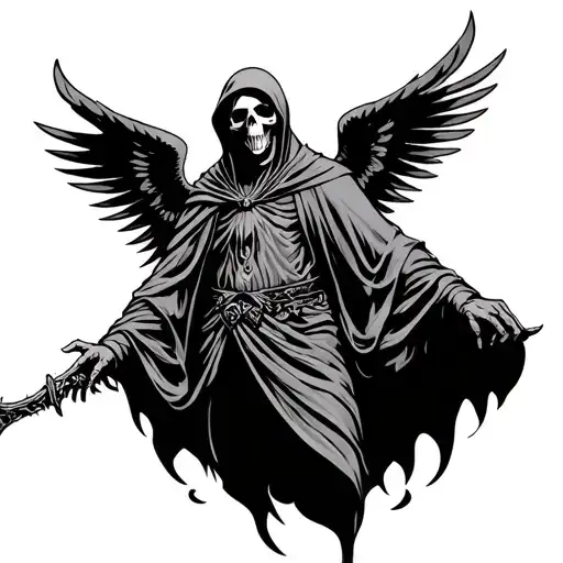 Grim Reaper With Arms Out With Wings Back