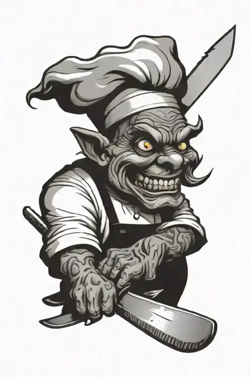 Demonic Chef With Knife Cutting