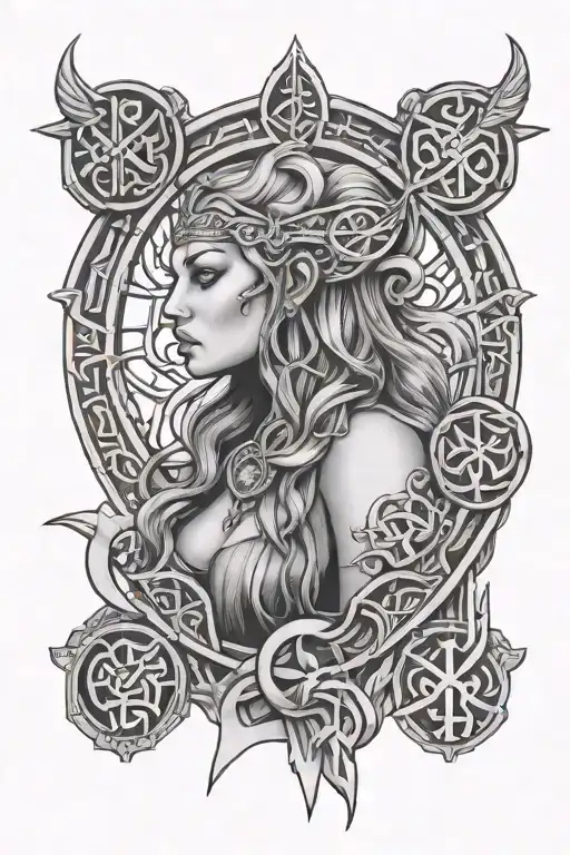 Norse Goddess Runes With Elements