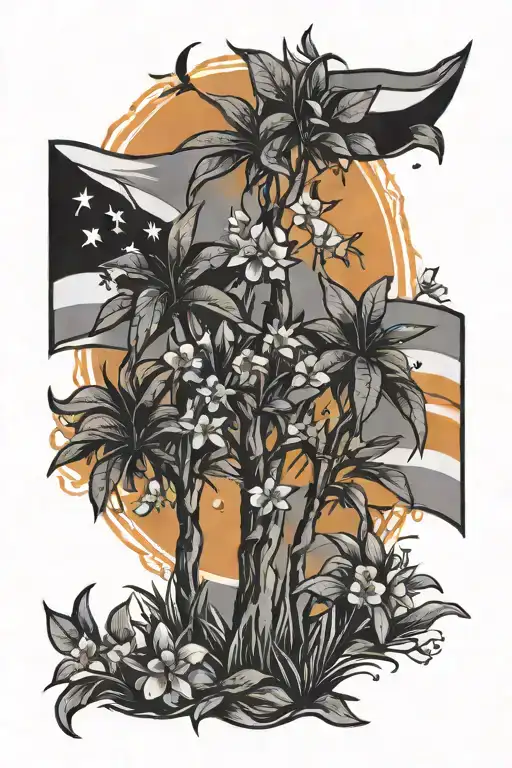 Orange Blossom Florida Flag Trees Sleeve
