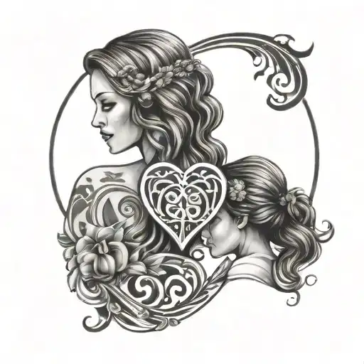 Mother Daughter Symbol Merged