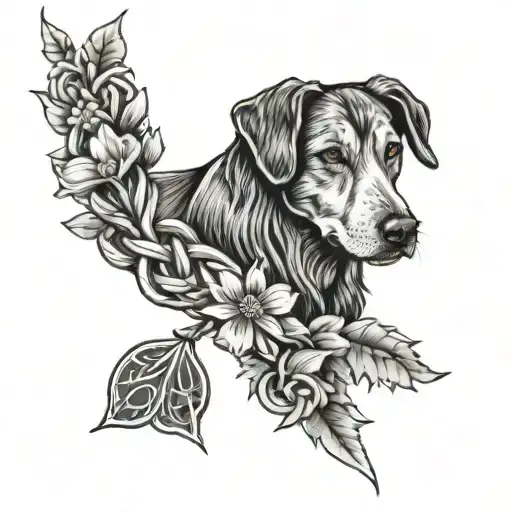 Woods Celtic Braid With Dog Paw Print And Daffodill